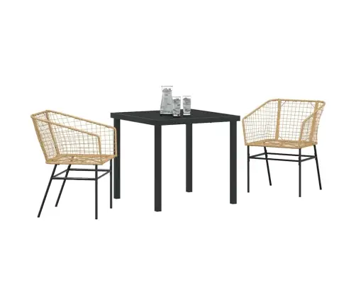 Sodo Valgomojo Komplektas 3 Pcs Ruda Poliratanas