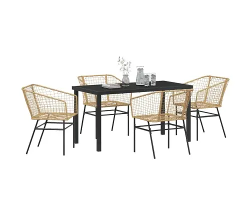 Sodo Valgomojo Komplektas 5 Pcs Ruda Poliratanas