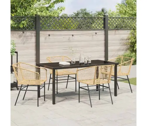 5 Daļu Dārza Ēdamgalda Komplekts, Brūns Poliratans Vidaxl