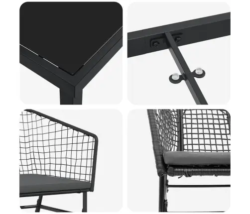 Sodo Valgomojo Komplektas 3 Pcs Juoda Poliratanas