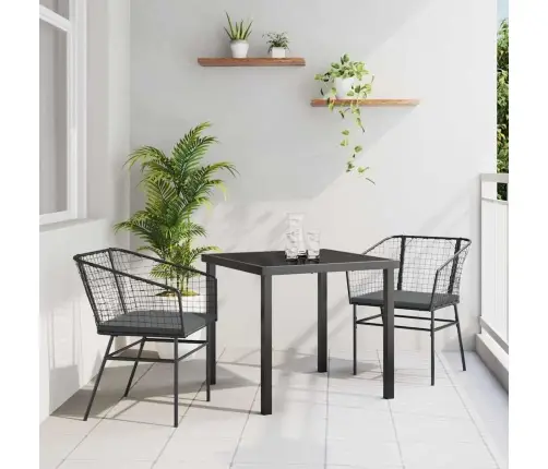 Sodo Valgomojo Komplektas 3 Pcs Juoda Poliratanas