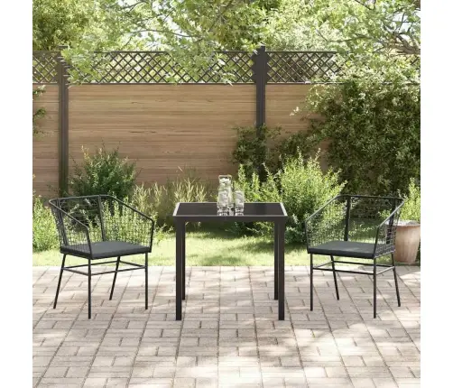 Sodo Valgomojo Komplektas 3 Pcs Juoda Poliratanas