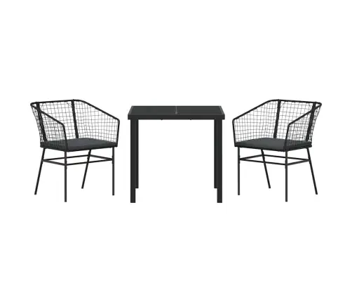 Sodo Valgomojo Komplektas 3 Pcs Juoda Poliratanas