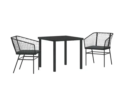 Sodo Valgomojo Komplektas 3 Pcs Juoda Poliratanas