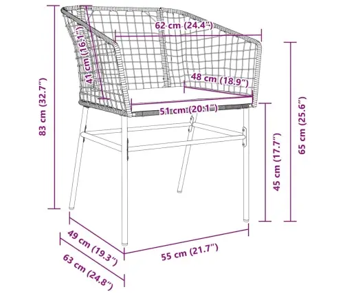 Sodo Valgomojo Komplektas 3 Pcs Juoda Poliratanas