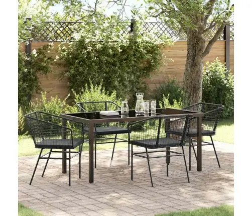 5 Daļu Dārza Ēdamgala Komplekts Ar Spilveniem. Melns Poliratans. Vidaxl