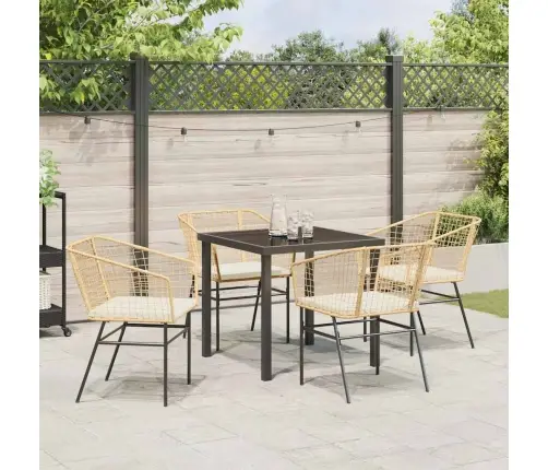 5 Daļu Dārza Ēdamistabas Komplekts Ar Spilveniem Brūnā Poliratanā Vidaxl