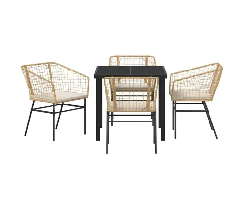 5 Daļu Dārza Ēdamistabas Komplekts Ar Spilveniem Brūnā Poliratanā Vidaxl