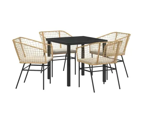 5 Daļu Dārza Ēdamistabas Komplekts Ar Spilveniem Brūnā Poliratanā Vidaxl