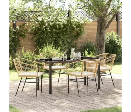 5 Daļu Dārza Ēdamgalds Ar Spilveniem, Brūns Polirotans. Vidaxl