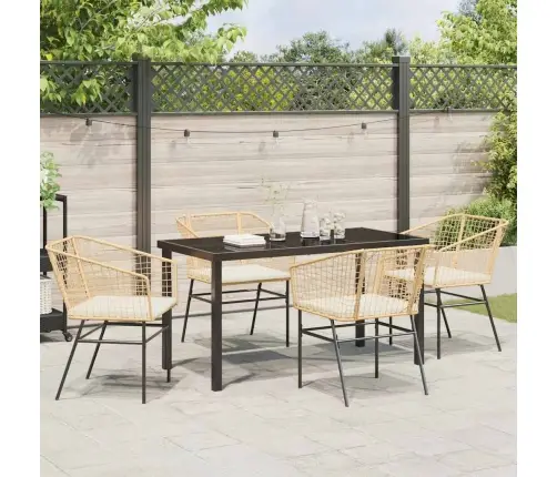 5 Daļu Dārza Ēdamgalds Ar Spilveniem, Brūns Polirotans. Vidaxl