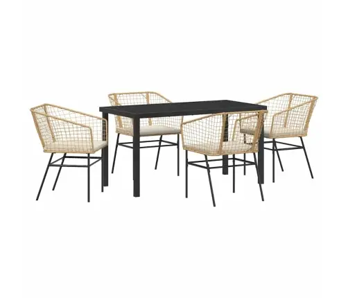 5 Daļu Dārza Ēdamgalds Ar Spilveniem, Brūns Polirotans. Vidaxl