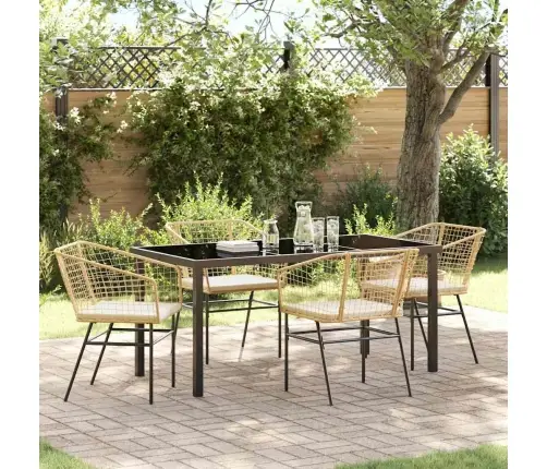 5 Daļu Dārza Ēdamgalds Ar Spilveniem Brūnā Poliratanā Vidaxl