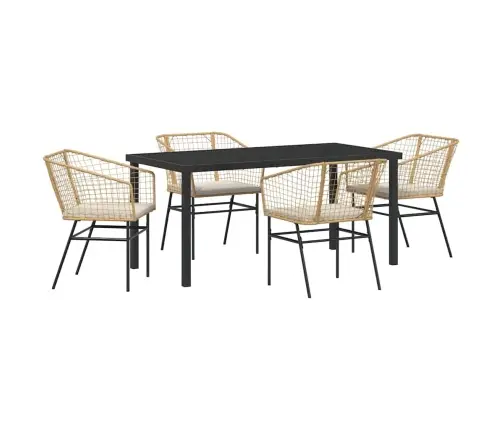 5 Daļu Dārza Ēdamgalds Ar Spilveniem Brūnā Poliratanā Vidaxl