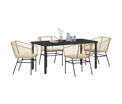 5 Daļu Dārza Ēdamgalds Ar Spilveniem Brūnā Poliratanā Vidaxl