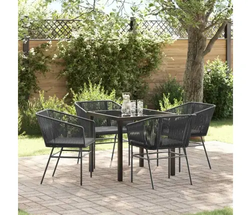 5 Daļu Dārza Ēdamgalda Komplekts Ar Spilveniem, Melns Poliratanas. Vidaxl