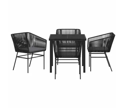 5 Daļu Dārza Ēdamgalda Komplekts Ar Spilveniem, Melns Poliratanas. Vidaxl