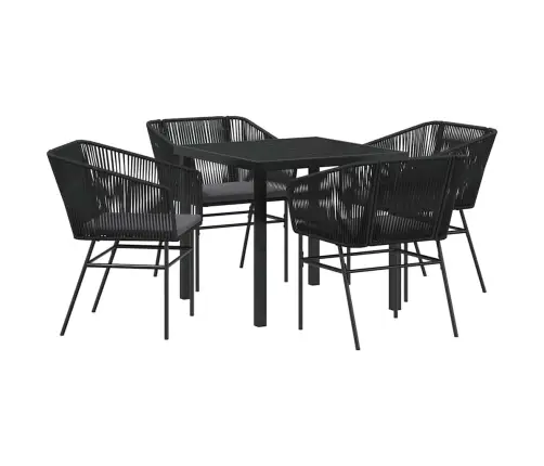 5 Daļu Dārza Ēdamgalda Komplekts Ar Spilveniem, Melns Poliratanas. Vidaxl