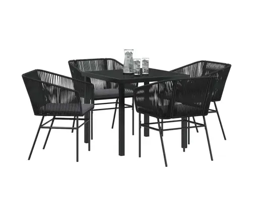 5 Daļu Dārza Ēdamgalda Komplekts Ar Spilveniem, Melns Poliratanas. Vidaxl