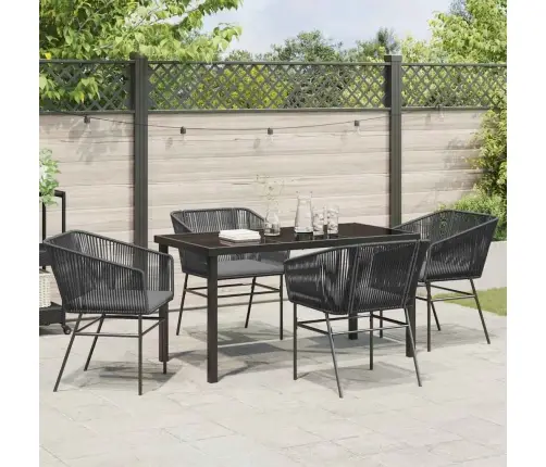 Sodo Valgomojo Komplektas 5 Pcs Juoda Poli Ratanas