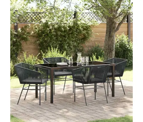 5 Daļu Dārza Galda Komplekts Ar Spilveniem Melnajā Poliratanā Vidaxl