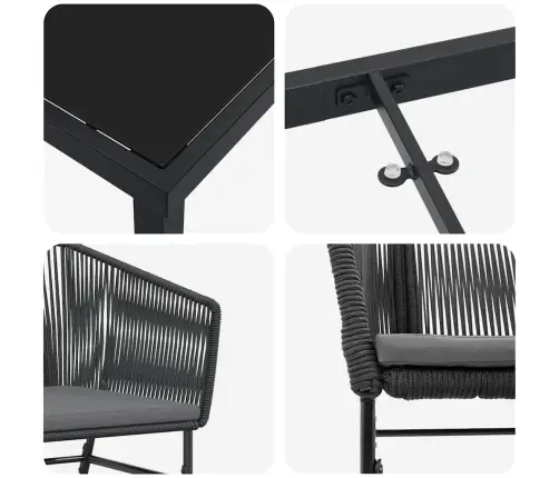 Dārza Ēdamgalds Ar Spilvenu 7 Pcs Melna Standarta Pe Ratan Vidaxl