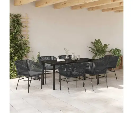 Dārza Ēdamgalds Ar Spilvenu 7 Pcs Melna Standarta Pe Ratan Vidaxl