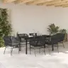 Dārza Ēdamgalds Ar Spilvenu 7 Pcs Melna Standarta Pe Ratan Vidaxl