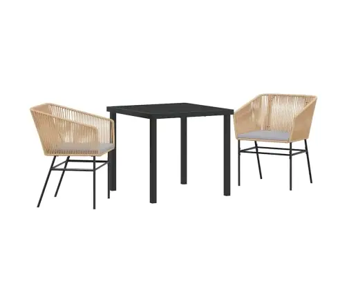 3 Daļu Dārza Ēdamgaldu Komplekts Ar Spilveniem Brūnā Krāsā Vidaxl