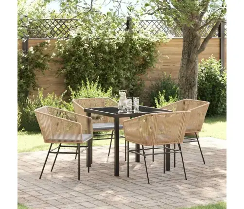 Sodo Valgomojo Komplektas 5 Pcs Ruda Poli Ratanas