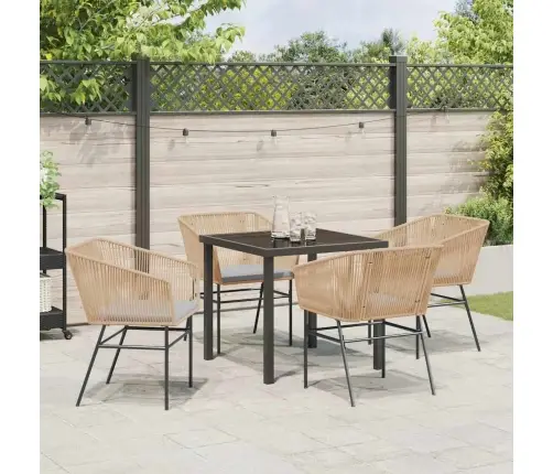 Sodo Valgomojo Komplektas 5 Pcs Ruda Poli Ratanas