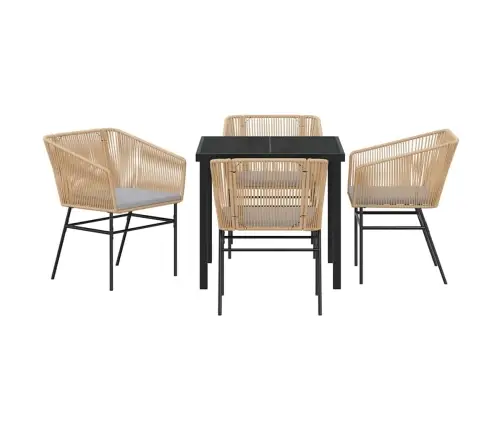 Sodo Valgomojo Komplektas 5 Pcs Ruda Poli Ratanas