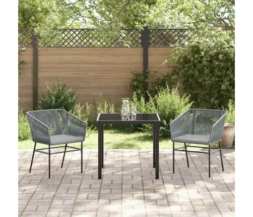 3 Daļu Dārza Ēdamgalda Komplekts Ar Spilveniem, Pelēks Poliratāns Vidaxl