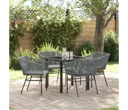 5 Daļu Dārza Ēdamkomplekts Ar Spilveniem, Pelēks Poliratanas Vidaxl