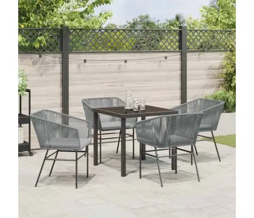 5 Daļu Dārza Ēdamkomplekts Ar Spilveniem, Pelēks Poliratanas Vidaxl