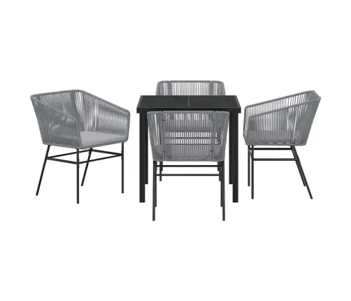 5 Daļu Dārza Ēdamkomplekts Ar Spilveniem, Pelēks Poliratanas Vidaxl