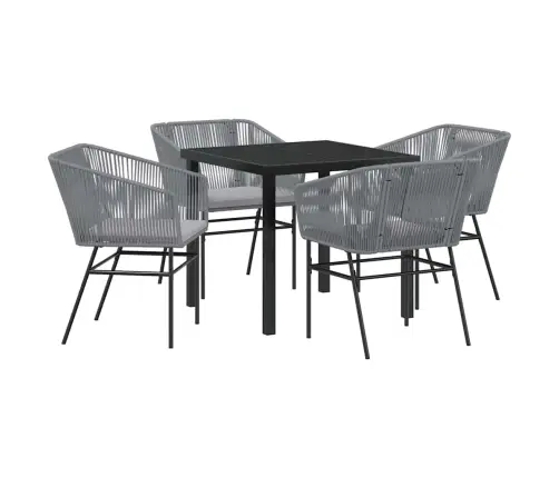 5 Daļu Dārza Ēdamkomplekts Ar Spilveniem, Pelēks Poliratanas Vidaxl