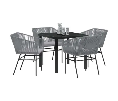 5 Daļu Dārza Ēdamkomplekts Ar Spilveniem, Pelēks Poliratanas Vidaxl