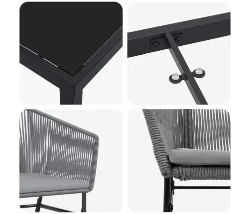 Sodo Valgomojo Komplektas Su Pagalve 5 Pcs Pilka