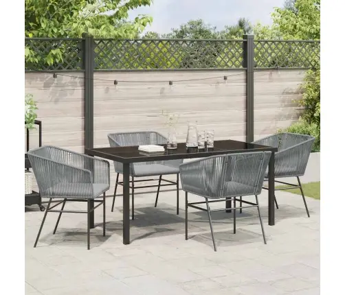 5 Daļu Dārza Ēdamgalda Komplekts Ar Spilveniem, Pelēks Poliratanas Vidaxl