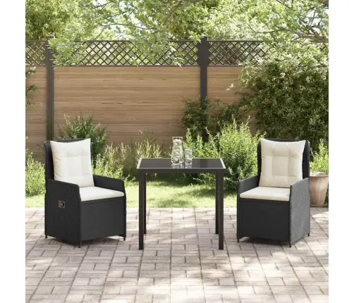 3 Daļu Dārza Galdiņš Melnā Poli Rattanā Vidaxl