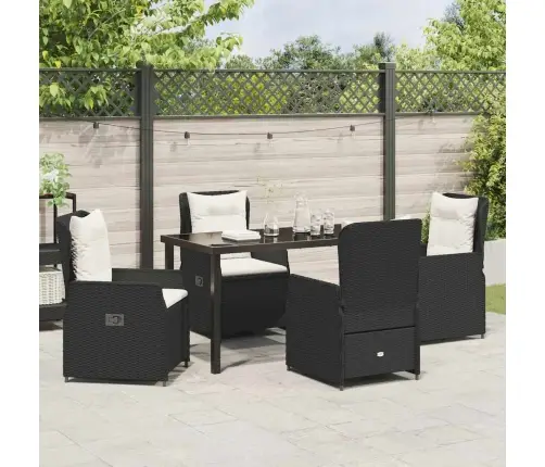 5 Daļu Dārza Galda Komplekts Melnā Polyratanā Vidaxl