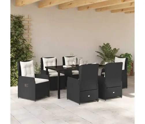 7 Daļu Dārza Galds Melnā Polirotānā Vidaxl