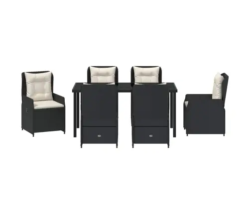 7 Daļu Dārza Galds Melnā Polirotānā Vidaxl