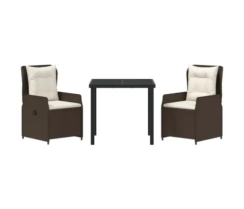 3 Daļu Dārza Galdiņš Brūnā Poliratanā Vidaxl