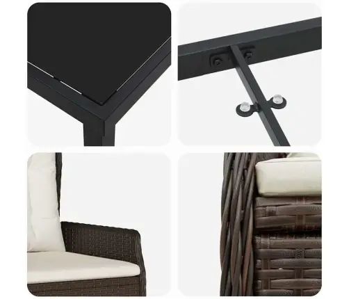 5 Daļu Dārza Galda Komplekts Brūnā Polirotanā Vidaxl