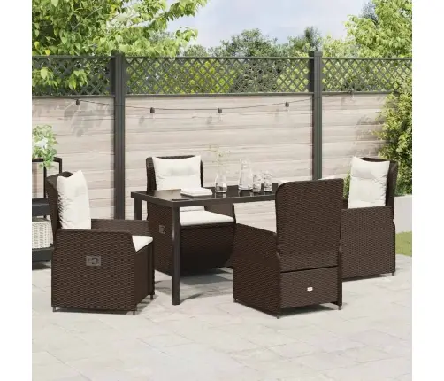 5 Daļu Dārza Galda Komplekts Brūnā Polirotanā Vidaxl