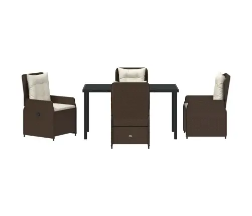 5 Daļu Dārza Galda Komplekts Brūnā Polirotanā Vidaxl