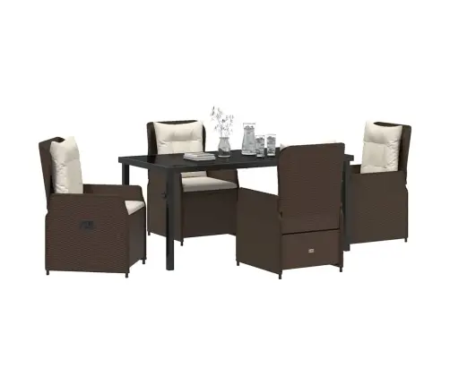 5 Daļu Dārza Galdiņš Brūnā Poliratanā Vidaxl