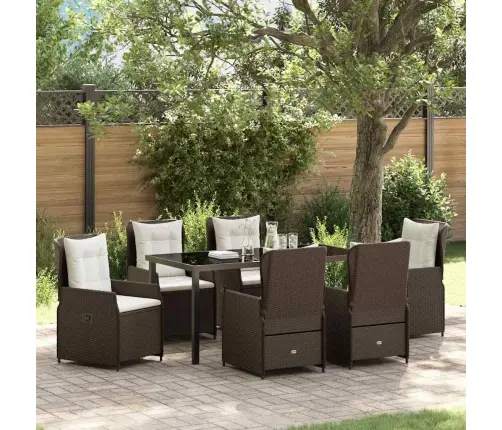 7 Daļu Dārza Galds Brūnā Poliratanā Vidaxl